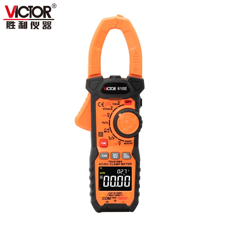 VICTOR 610E 6000 Counts LCD Display True RMS Smart Digital Clamp Multimeter AC DC 1000V 1000A With DCA ZERO NCV Live Test Meter