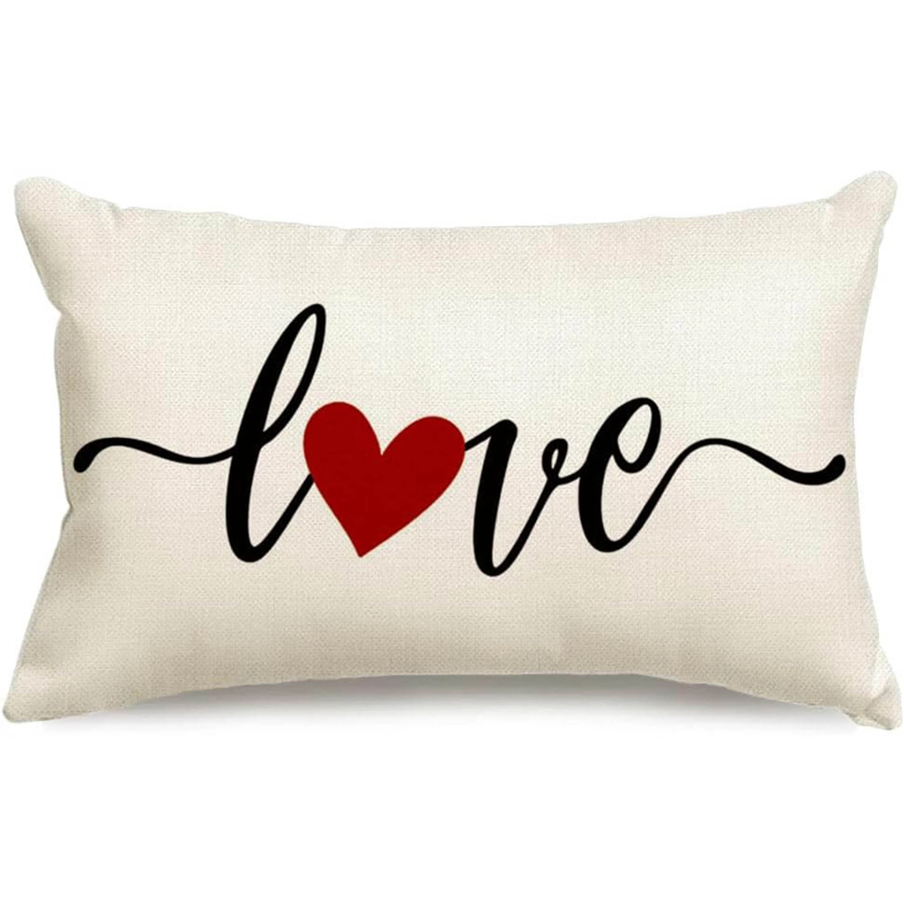 1pc LOVE Heart Themed Lumbar Pillow Cover, Suitable for Sofa, Bedroom, Living Room, Office, Easily Create a Romantic Atmosphere