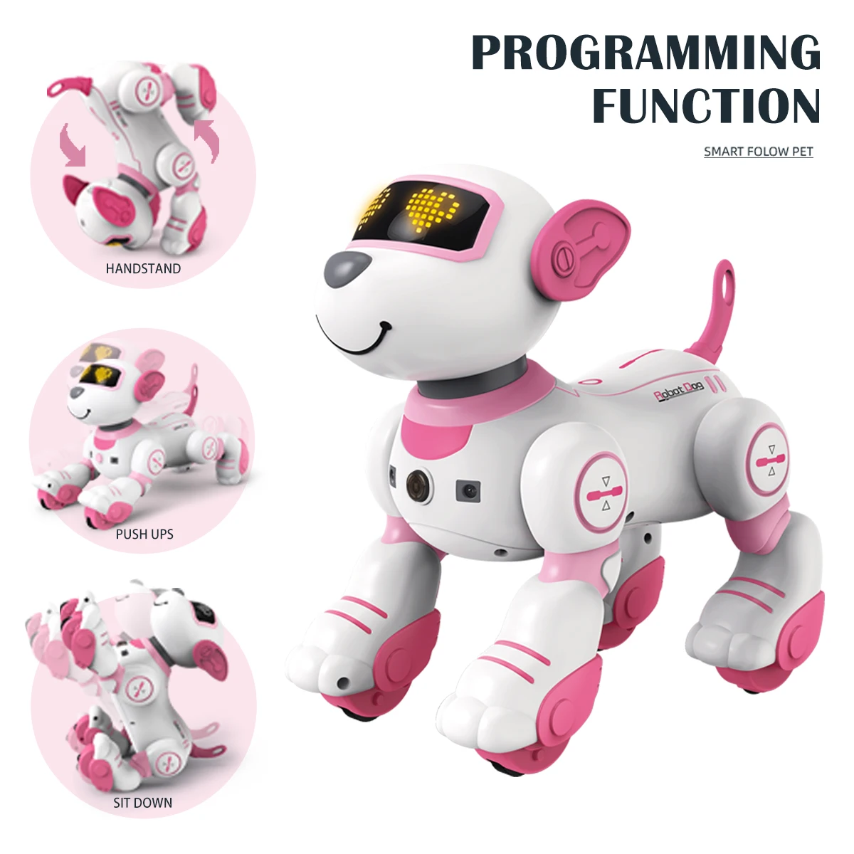 Jouets intelligents de télécommande de chien de Robot, animal de compagnie électronique interactif bricolage programmation fonction vocale chanson musicale cadeaux pour les enfants
