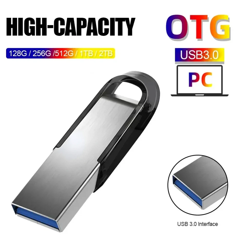 Xiaomi 2 تيرا بايت محرك القلم محركات أقراص فلاش USB 1 تيرا بايت مقاوم للماء الذاكرة U القرص عالية السرعة USB 3.0 نقل البيانات عصا الذاكرة المعدنية 512 جيجابايت