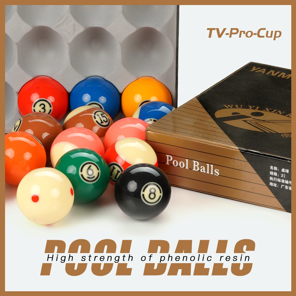 

TV-Pro-Cup Billiards Table Balls Set, Full Set Snooker & Billiard Accessories, Resin Pool Cue, 57.2mm, 52.5mm