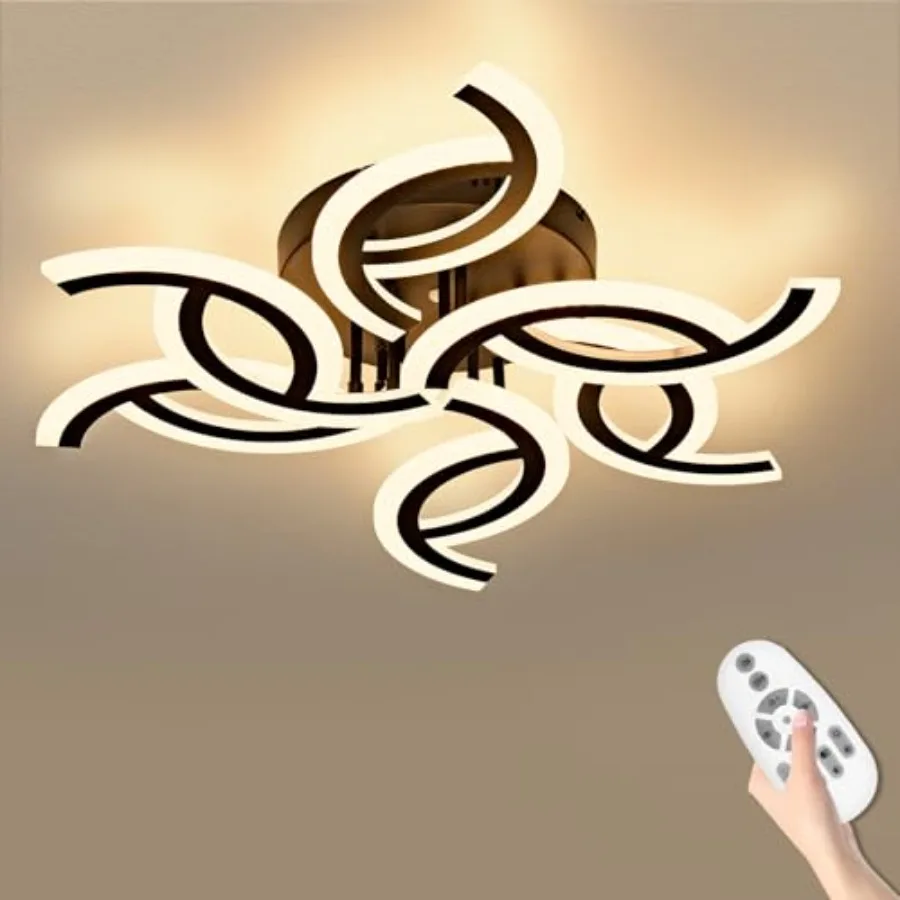28.1 Inch Modern LED Ceiling Light with Remote, 3 Color Dimmable 56W, CRI90+ 3000-6500K Acrylic Ceiling Light Fixture for Livin