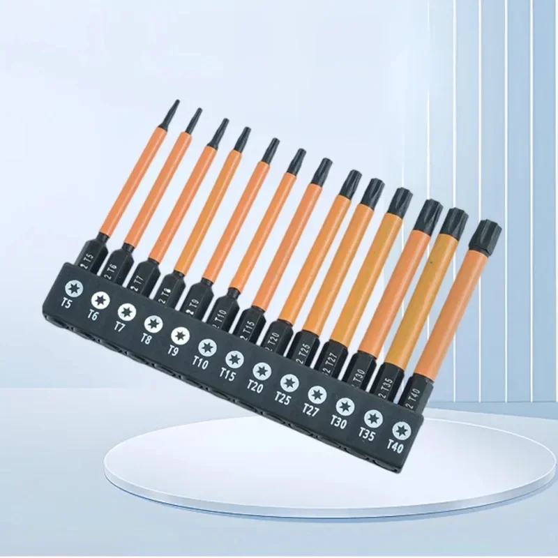 13 قطعة S2 الصلب مفك براغي نجمية بت مجموعة T5-T40 الصلبة ستة نجوم البرقوق بت 75 مللي متر 100 مللي متر 150 مللي متر أجزاء أداة الفوسفات المغناطيسي