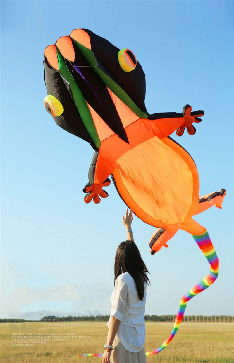 free shipping 14m gecko kites flying professional wind kites soft kites paraglider wing giant animal kite wind kites for seniors