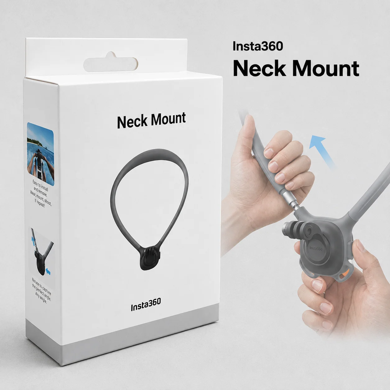 Insta360 Neck Mount 360° Rotating Quick Release POV Holder with Strap for X6 X5 X4 Air Ace Pro 2 GO 3S Action Camera