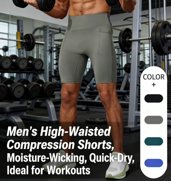 

Men Summer Running Shorts 26 New Compression Pants Marathon Training Tight Fitness 5 Inch