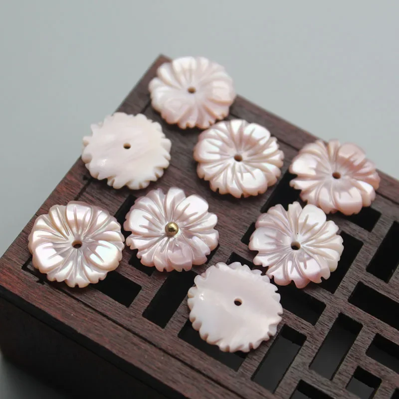 5pcs / bag natural mother-of-pearl pink pearl daisy flower loose beads jewelry making handmade DIY brooch earrings accessories