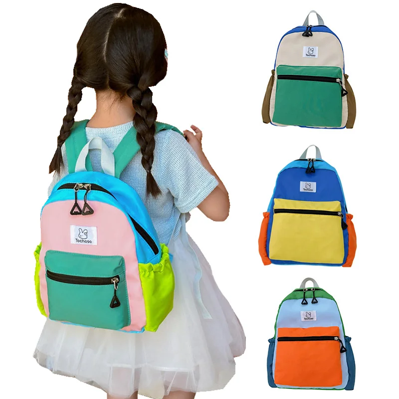 Children School Bags for Girls Boys Baby Kindergarten Backpack Canvas Colourful Travel Kids Bag for Primary Students