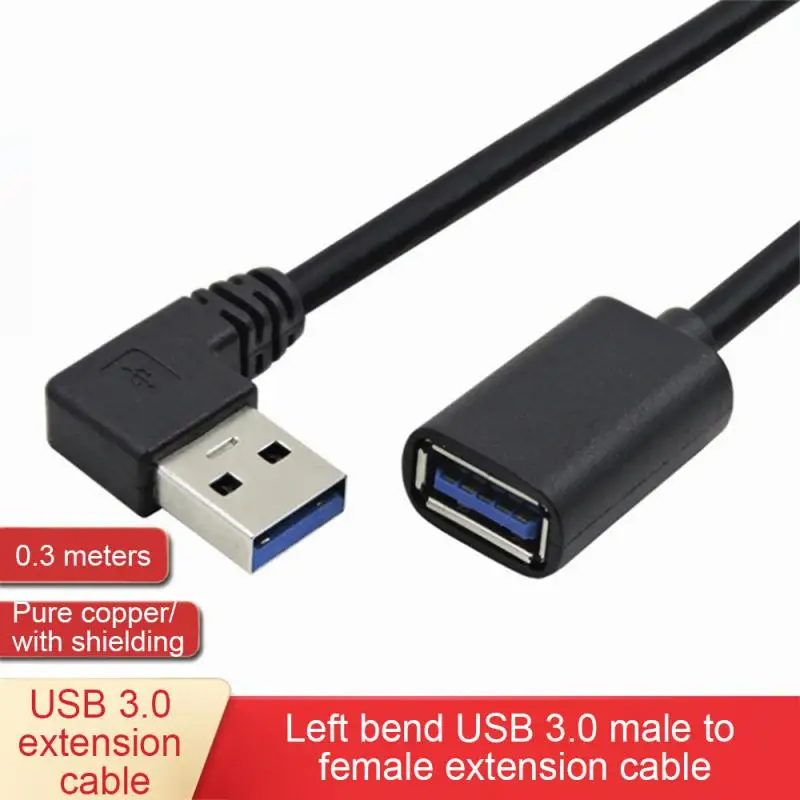 สายต่อขยาย USB 3.0ตัวผู้ไปยังตัวเมียมุมขวา90องศาอะแดปเตอร์ USB ขึ้น/ลง/ซ้าย/ขวา Cabo USB 0.2M