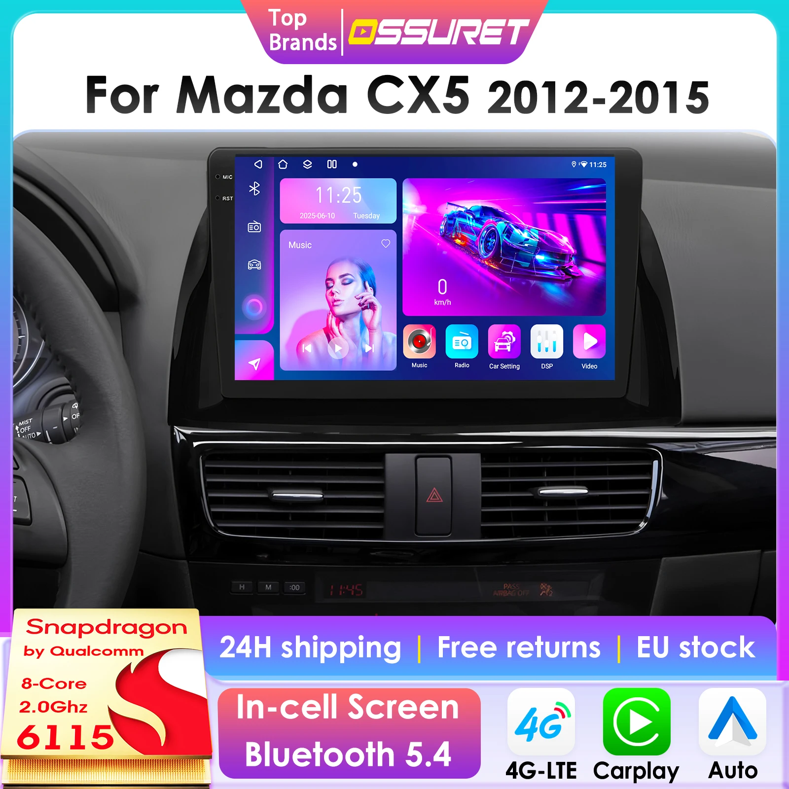 360 Kamera 2din Android 13 Autoradio für Mazda CX5 CX-5 CX 5 2013-2016 Auto Multimedia GPS 4G Carplay intelligenten Bildschirm Autoradio
