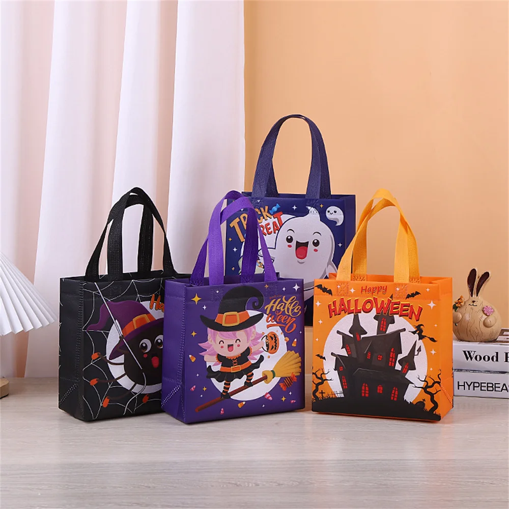 Halloween Tote Bag Non-woven Shopping Bag Witch Pumpkin Foldable Snack Biscuit Bag Trick Or Treat Candy Bag Party Supplies