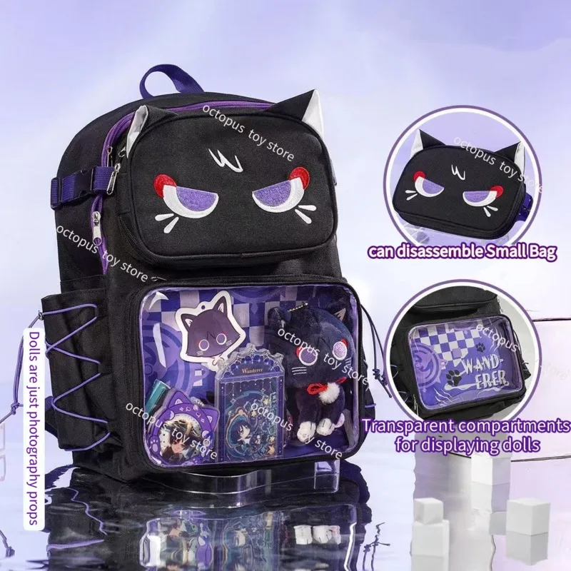 

Anime Genshin Impacts Wanderer Backpack Cute Purple Detachable Backpack Crossbody Bag For Boy And Girl Back To School Gifts