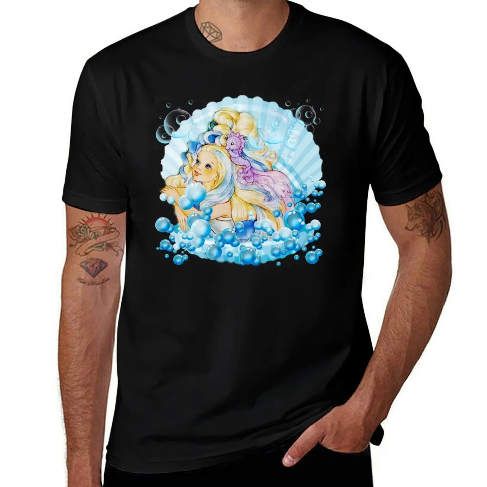 Lady lovely locks maiden golden waves clamshell T-Shirt Big Size Daily Wear T-Shirt