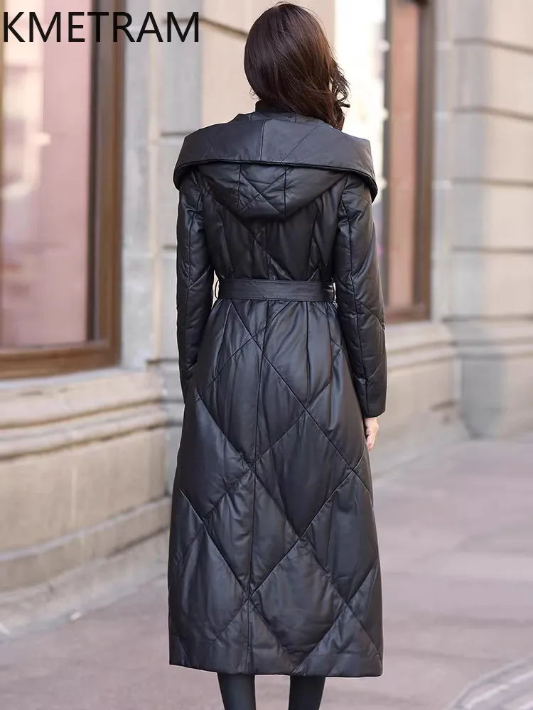 KMETRAM Piumino in vera pelle di pecora naturale 2025 Nero Donna Abbigliamento Inverno Lungo Nuovo Capispalla manteaux hiver femme