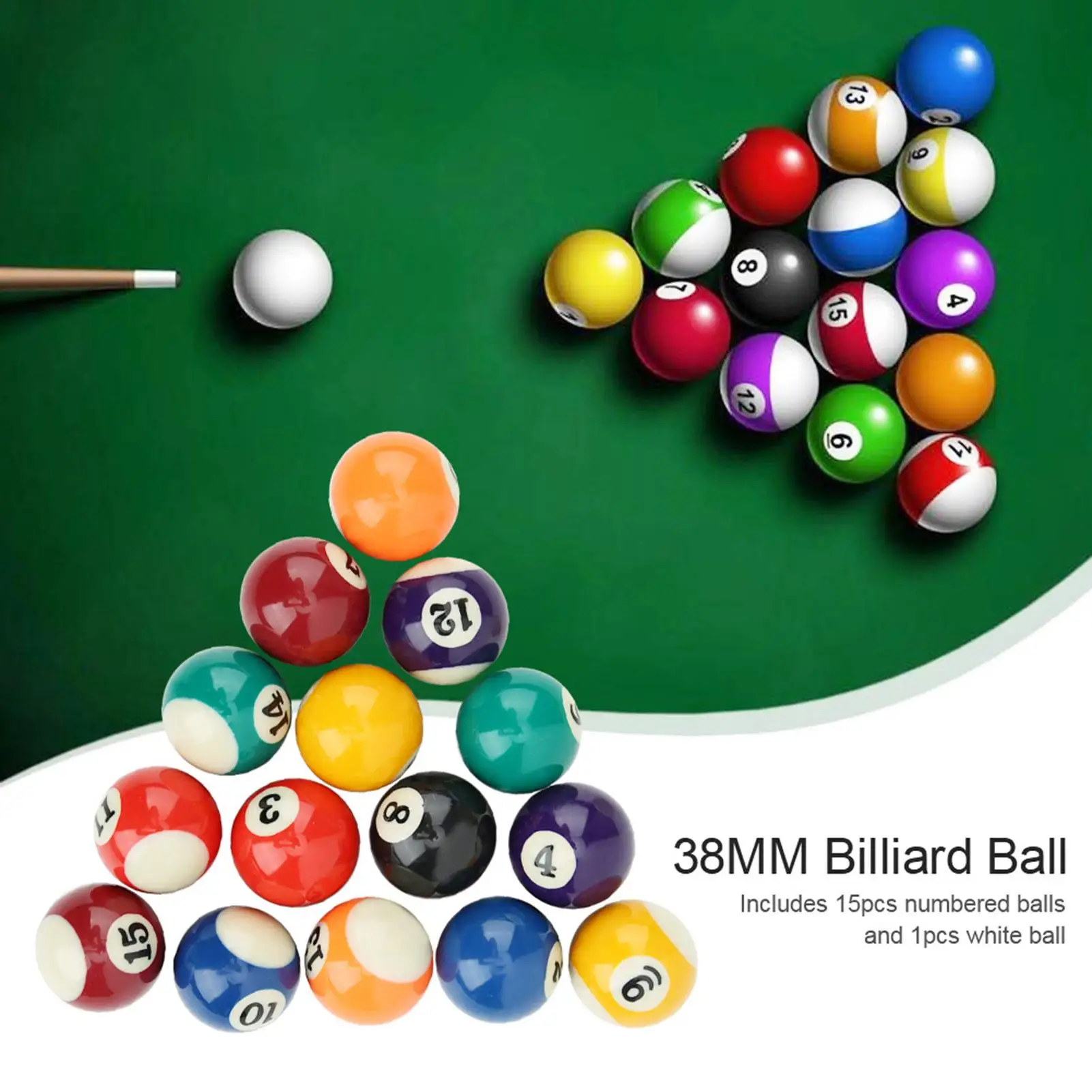 38MM Eco-Friendly Resin Billiard Balls for Kids Mini Pool Table Accessories - Fun Toy Kit