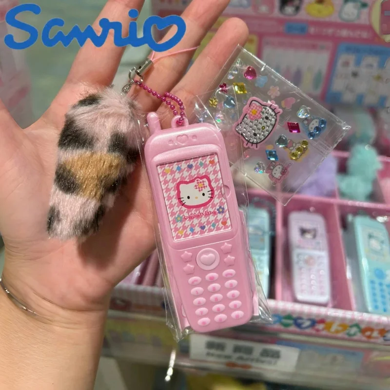 Gorąca wyprzedaż oryginalna Sanrio Kawaii moja melodia Kuromi w stylu telefonu komórkowego zawieszka Sanrio dziewczęca naklejka na serce prezent