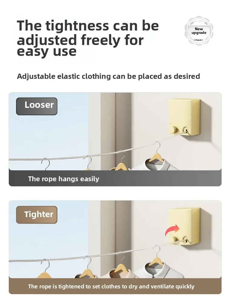 YFY invisible clothesline shrink drying clothes artifact indoor non-punching wire rope