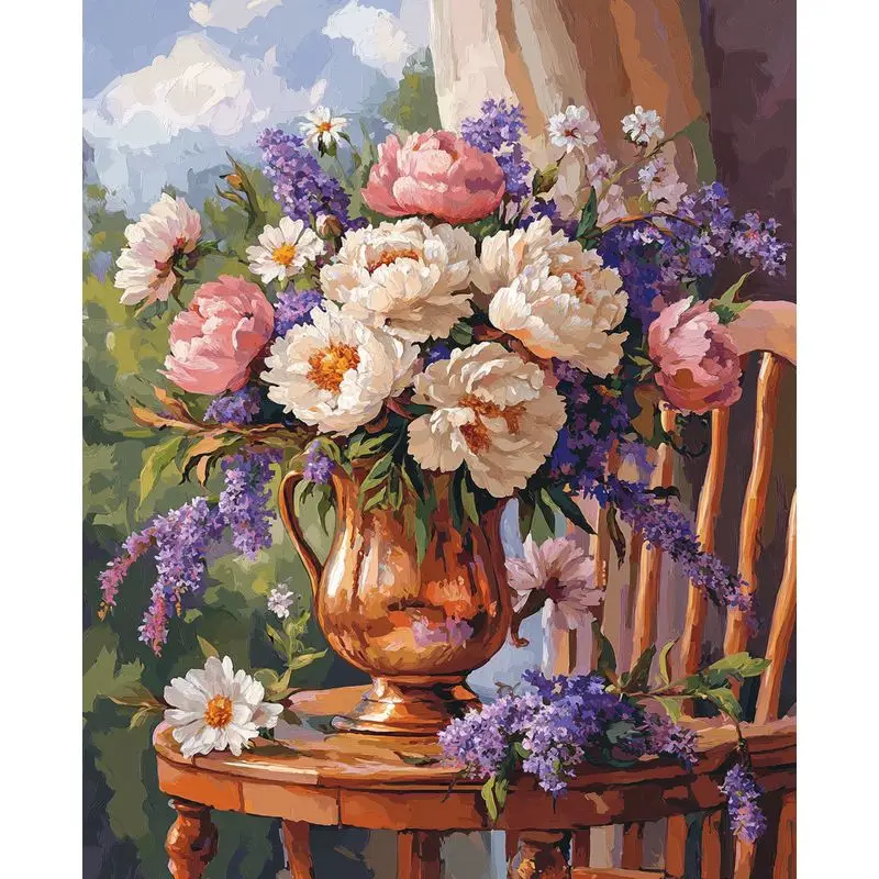 

PhotoCustom Diy Painting By Numbers Colorful Flowers Handpainted Acrylic Painting Drawing On Canvas Unique Gift Wall Decor