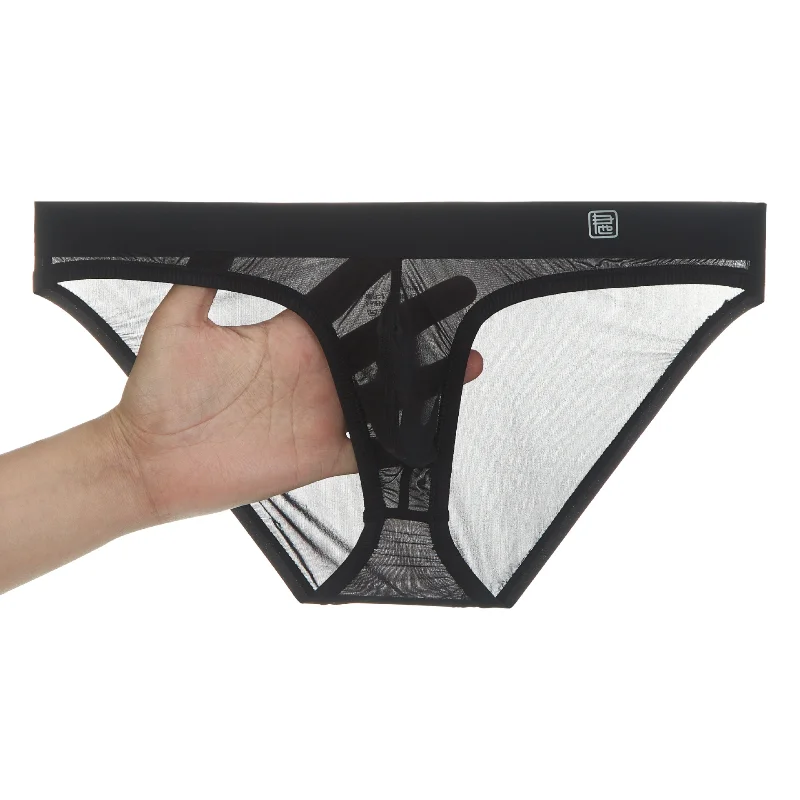 

Men's Underwear Sexy Ultra-Thin Ice Silk Panties Summer Nude Feel Breathable Quick-Drying Transparent Briefs Bikini Slip Homme