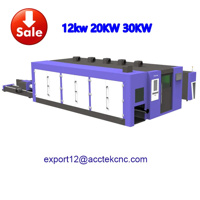 AccTek 6KW 8KW 12KW 15KW 20KW Metalowe maszyny do cięcia laserem światłowodowym CNC ze stali nierdzewnej w zestawie Urządzenie obrotowe Pełna włączona skorupa