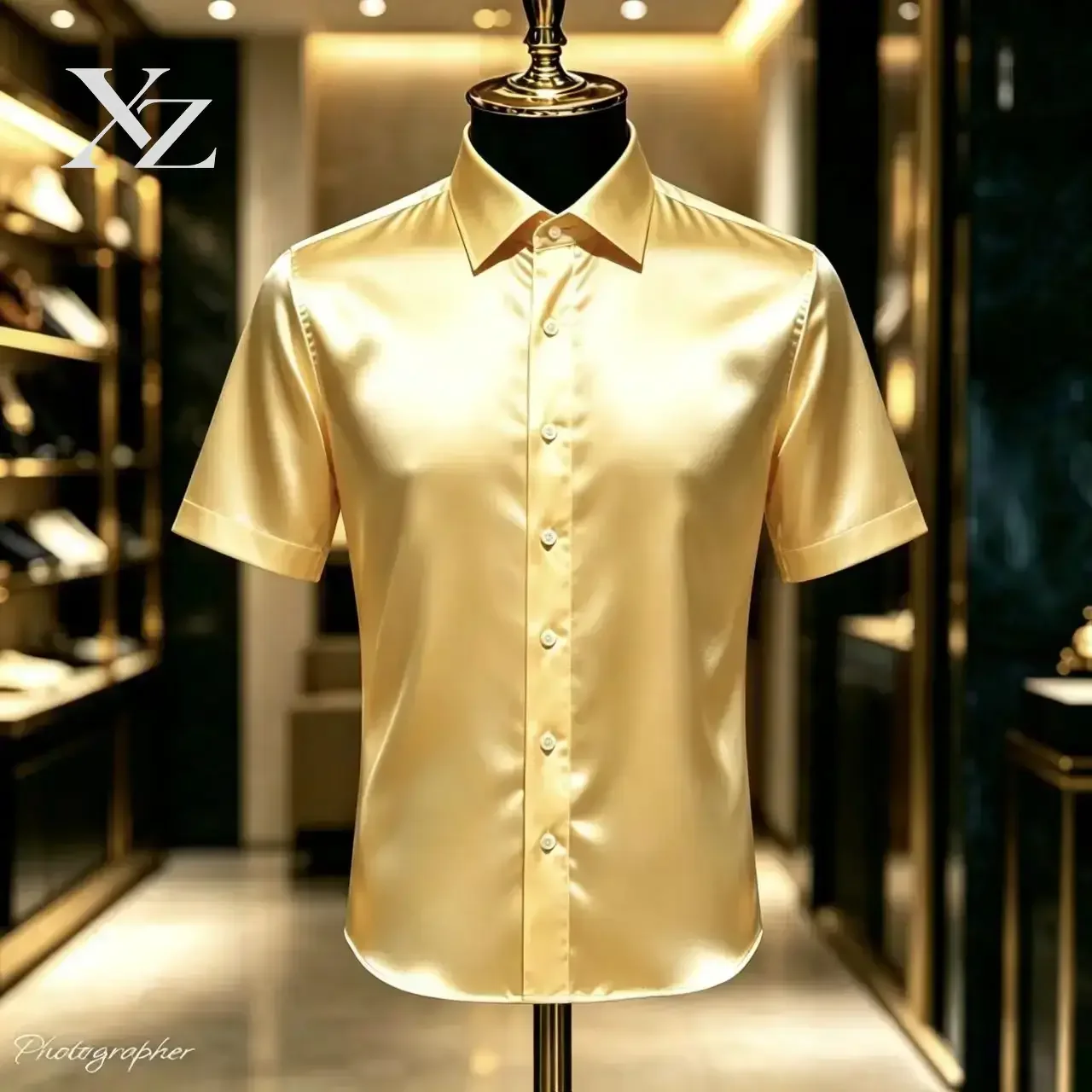 Premium Men's Solid Color Satin Short-Sleeved Slim Fit Dress Shirt with Glossy Feel – Hot Sale Elegant Wedding Party