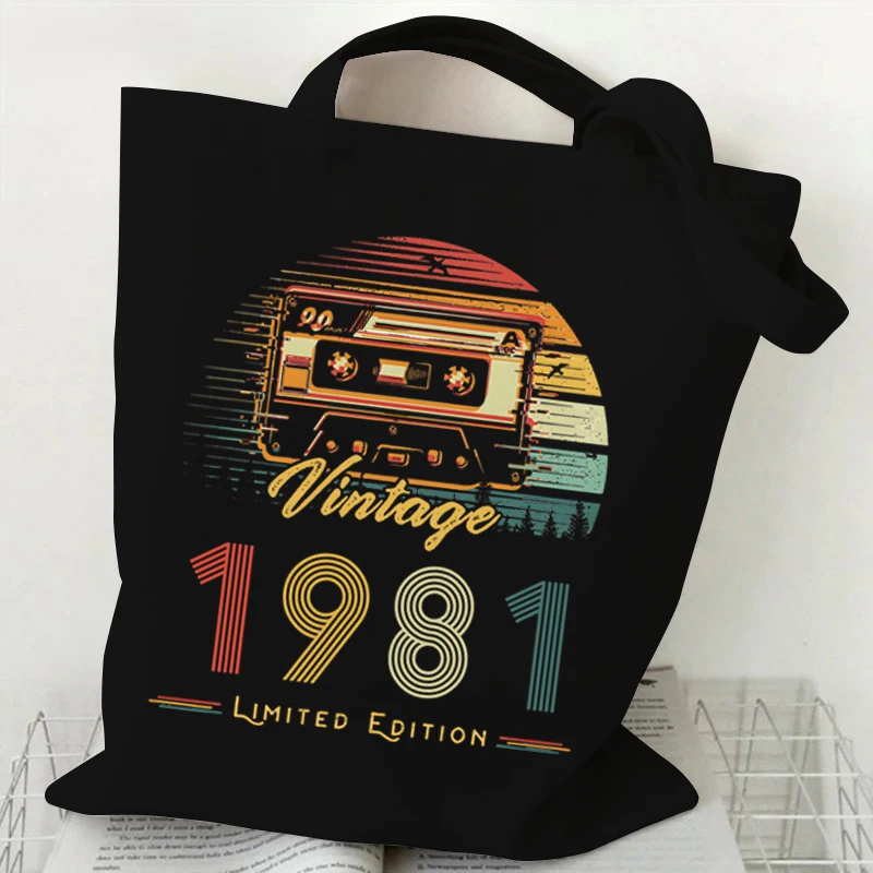 

Handbags for Women 1984 Vintage Canvas Shopping Bags 1980~1989 Design Tote Bags for Women Folding Eco-Friendly Shoulder Bag