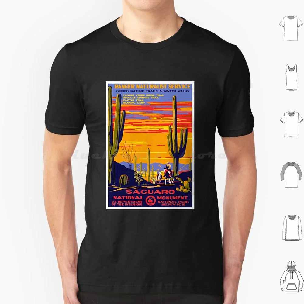 Saguaro Np T Shirt Big Size 100% Cotton Nature Saguaro Cactus Retro Vintage National Park Service Outdoors
