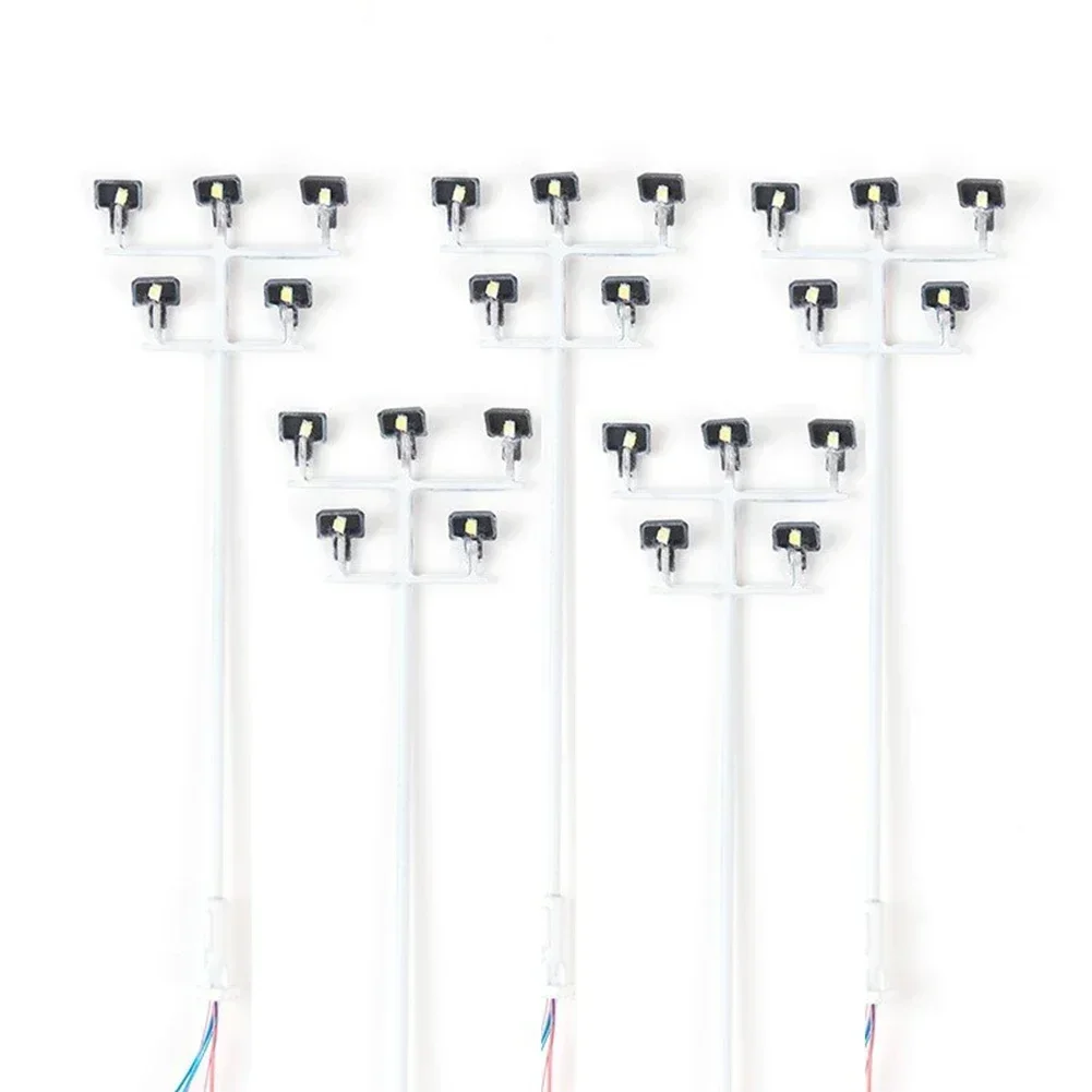 5PCS HO Scale Model Lighting Tower 3V Train Light Railway LED Plaza Lamps Building Scenery Layout Model Accessories