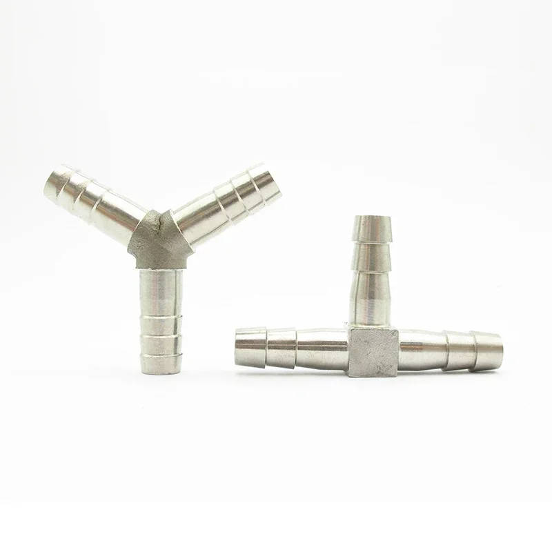 

304 Stainless Steel 3 Way Pipe Fitting Tee Y Shaped Connector Coupler Adapter 4/6/8/10/12/13/14/15/16/19/20mm Hose Barb