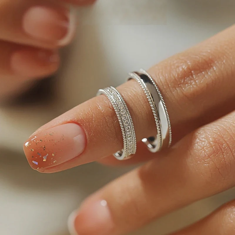 Smyoue Full Moissanite Ring for Women Couple Ring Sets 100% 925 Sterling Silver Adjustable Bride Proposal Wedding Band Jewelry