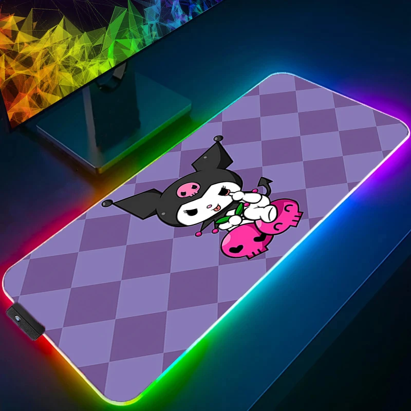 

Коврик для мыши RGB K-kuromi Компьютерный коврик Speed типа для килимов для киберспортеров Клавиатура ноутбука 900x400 Kawaii Светодиодный коврик для мыши Настольный коврик