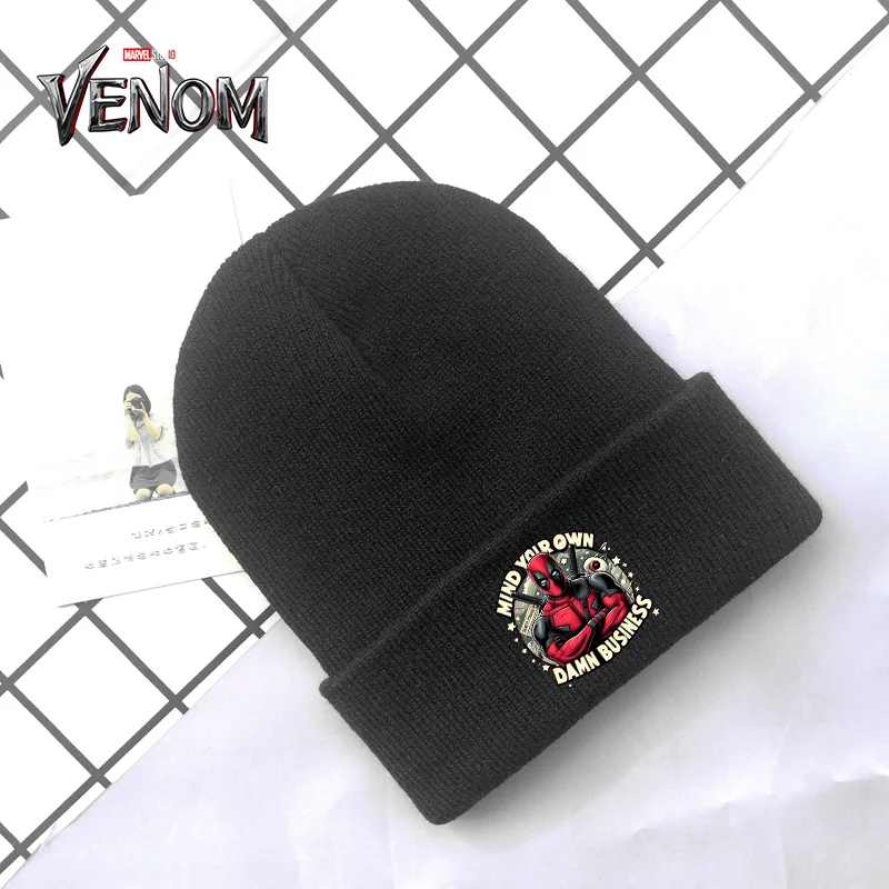 Venom Baby Knitted Hat Outdoor Riding Casual Brimless Kid Winter Warm Beanie Letter Cartoon Wool Bonnet  Infant Cap Beanie