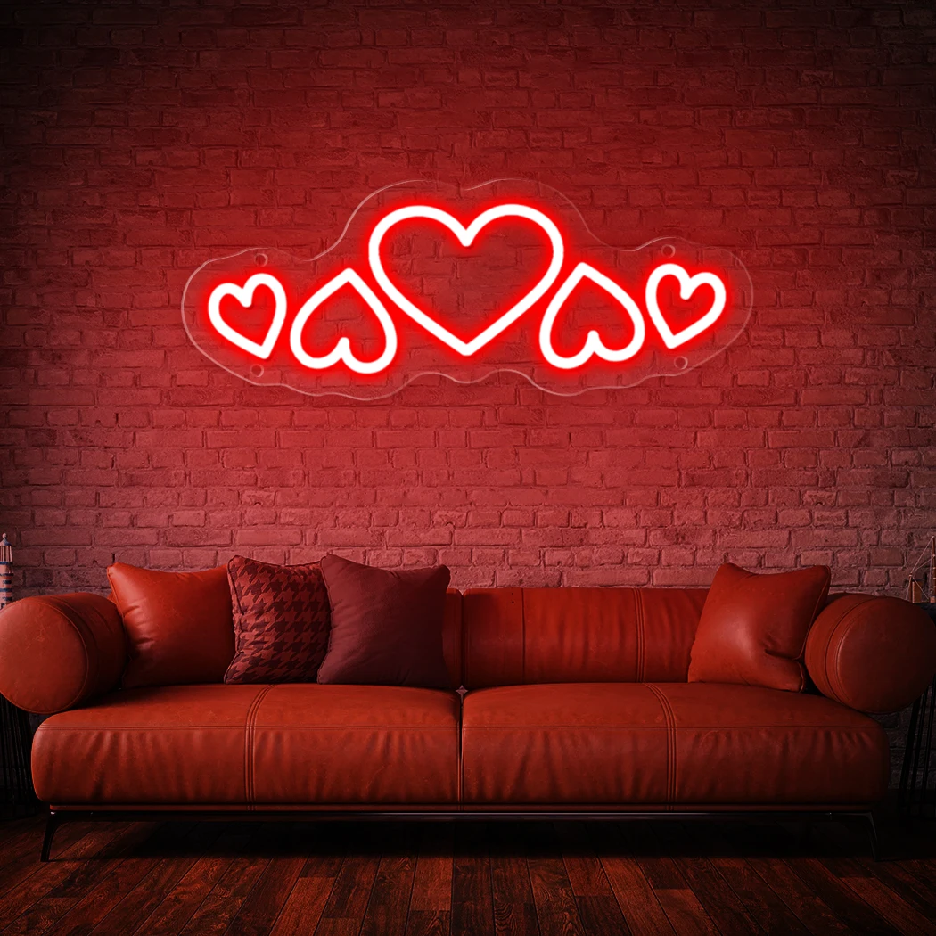 Love Heart Neon Sign USB LED Romantic Couples Atmosphere Lights For Girls Dormitory Wedding Anniversary Marriage Proposal Party