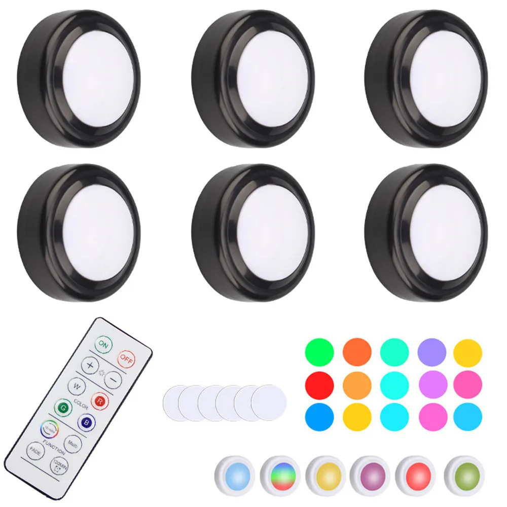 

RGB Color Under Cabinets Lights 67MM Touch Sensor LED Puck Night Lamp for Bedroom Closet Stair Showcase Wardrobe Decoration