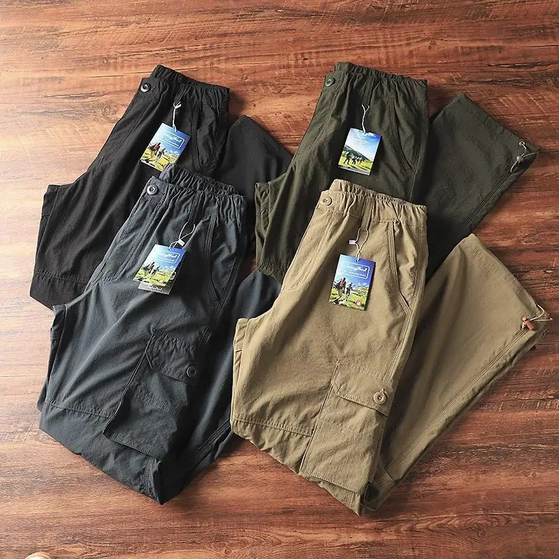 Amazon Cross-Border Vintage Outdoor Quick-Dry  Casual For Men, Loose Straight-Leg Functional Wide-Leg Versatile Long