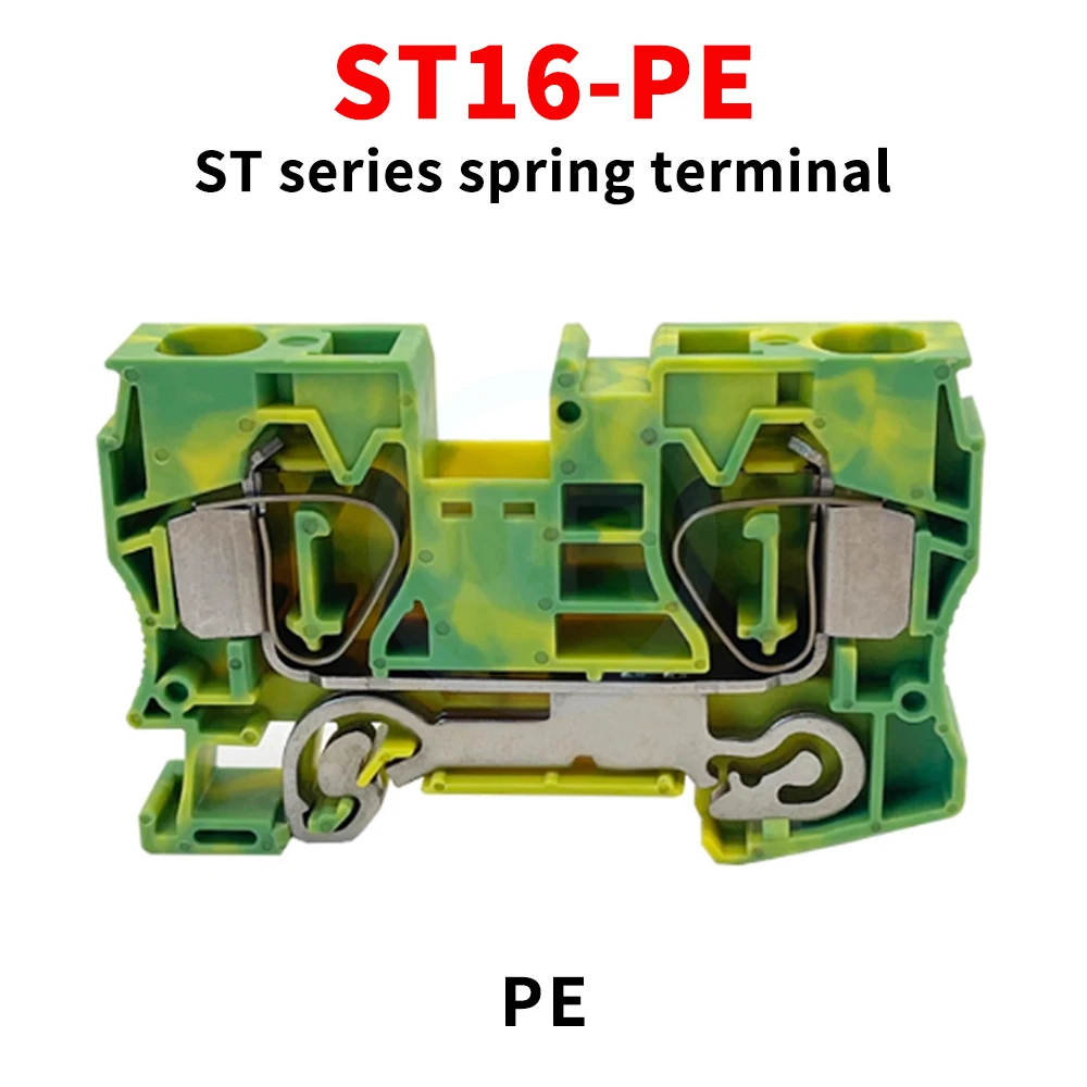 

(10 pcs) ST16-PE Spring-Loaded Yellow-Green Dual-Color Grounding Terminal Block Rail-Mounted Quick-Connect Plug-In Connector