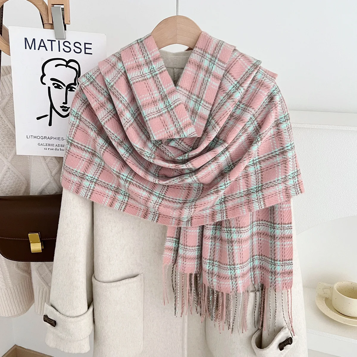 

Luxury Plaid Winter Women Scarf Warm Neckerchief Pashmina Blanket Scarves Lady Shawls and Wraps Tassel Echarpe Muffler Wraps