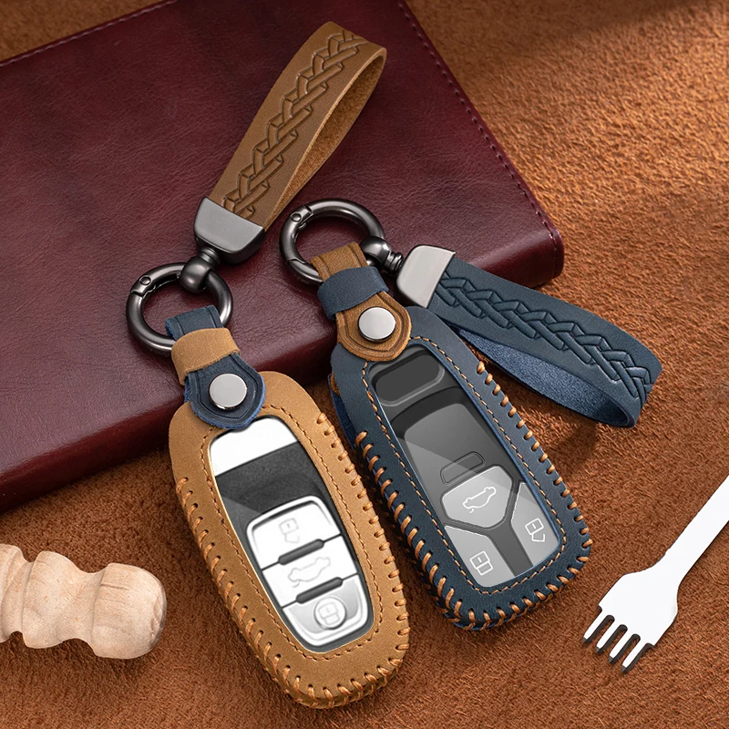 

Luxury Leather Car Key Cover Case Shell For Audi A1 A3 A4 A5 A6 A7 A8 B6 B7 C5 C6 Quattro Q3 Q5 Q7 Q8 S4 S6 S7 S8 R8 TT RS TFSI