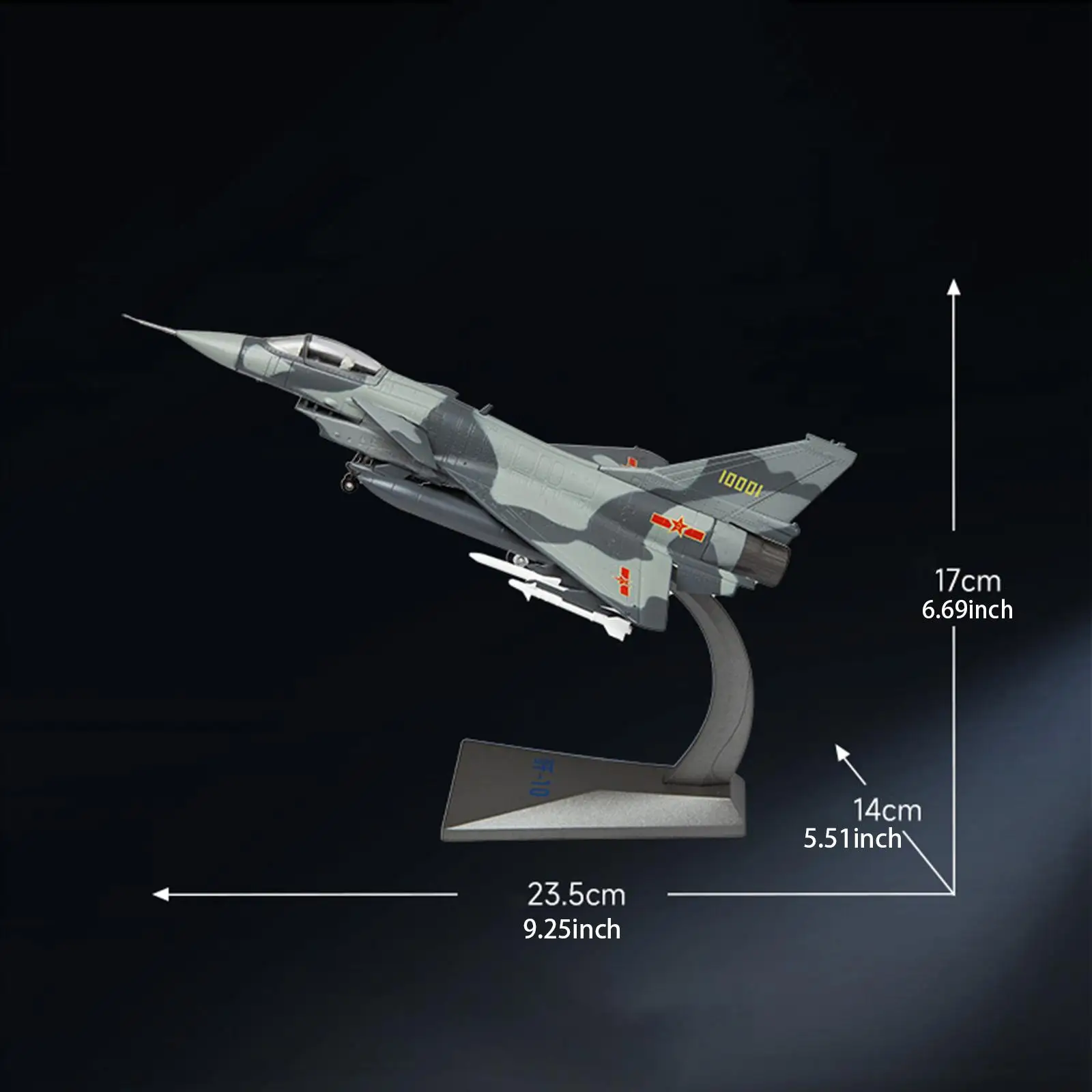 1:72 J10 Aircraft Simulation with Dispaly Stand for Desktop Bedroom Cafe