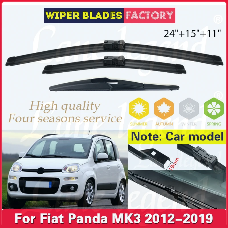 

Wiper Front Rear Wiper Blades Set For Fiat Panda MK3 2012 - 2019 Windshield Windscreen Window Car Accessories 2018 24"+15"+11"