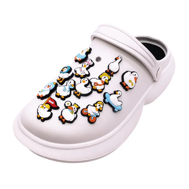 1 Pcs White Feathered Duck Shoe Charms Accessories Cute Ducks Garden Shoes Upper Decorations Slippers Clogs Pins Kids Gifts