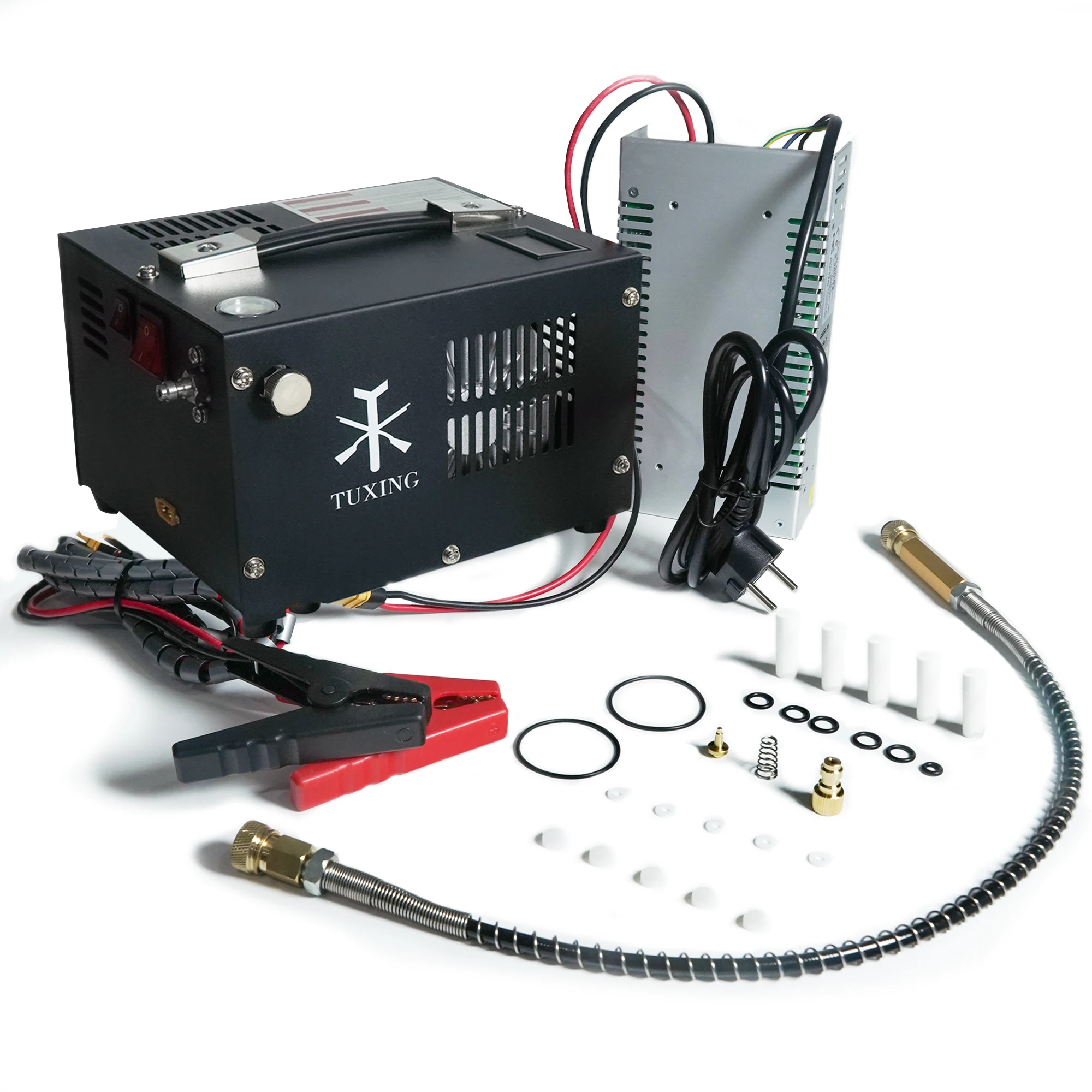 Compressor de ar portátil TUXING 4500Psi PCP, compressor de alta pressão com transformador de 12V para carro, tanque de mergulho com rifle PCP TXES061
