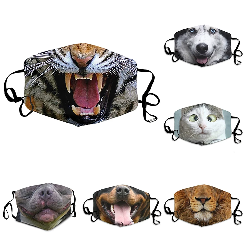 Funny Animal Printed Mask for Men Women Outdoor Windproof Dust Mask Reusable Washable Breathable Mask Mouth Cover