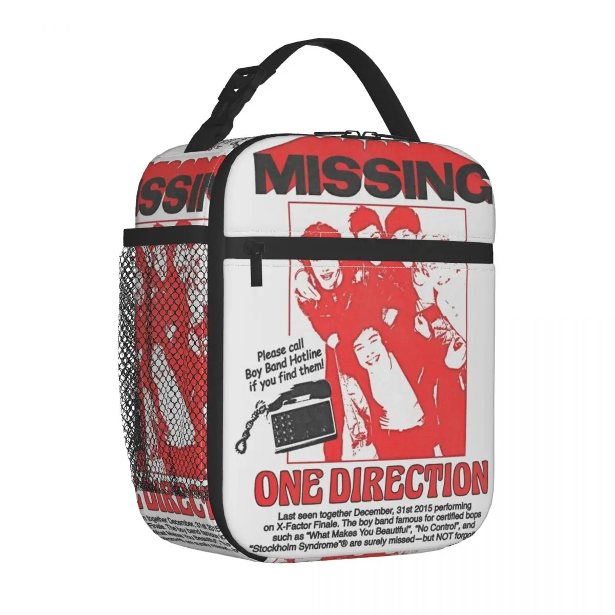 Insulated Lunch Box One Directions Red Missing Boy Group Accessories Lunch Food Box New Thermal Cooler Bento Box For School