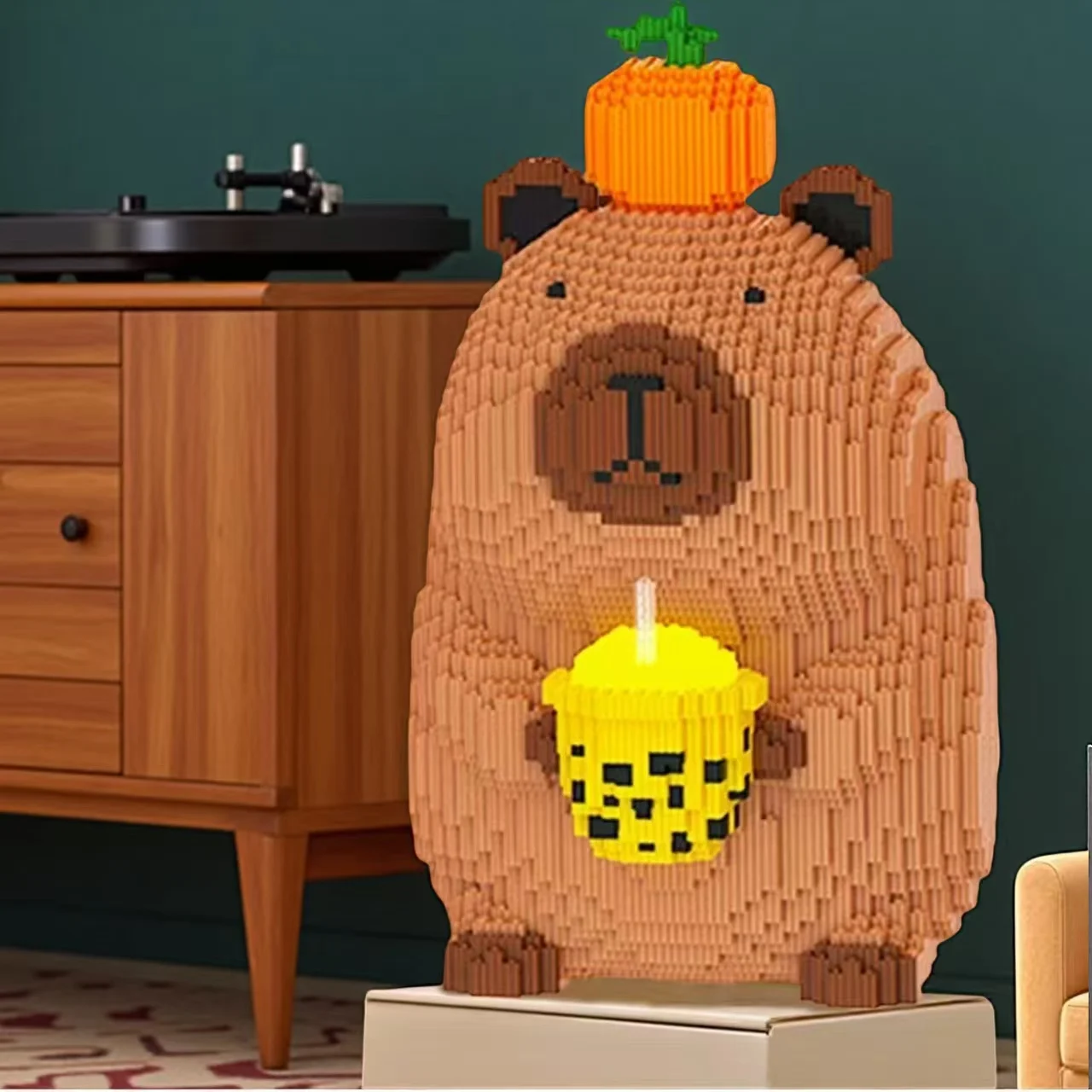 

3685 кусочков милой хурмы, чая с молоком, капибара, мультяшная модель счастливого животного, маленькая модель животного ручной работы, игрушка-головоломка