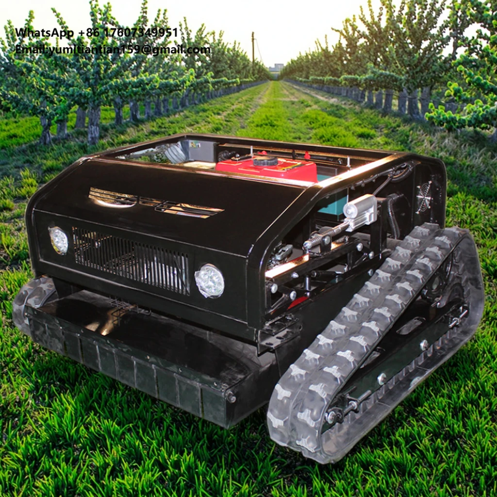 

Intelligent Remote Control Lawn Mower with Push Shovel Crawler Chassis CE Certification Orchard Remote Control Farm Machine