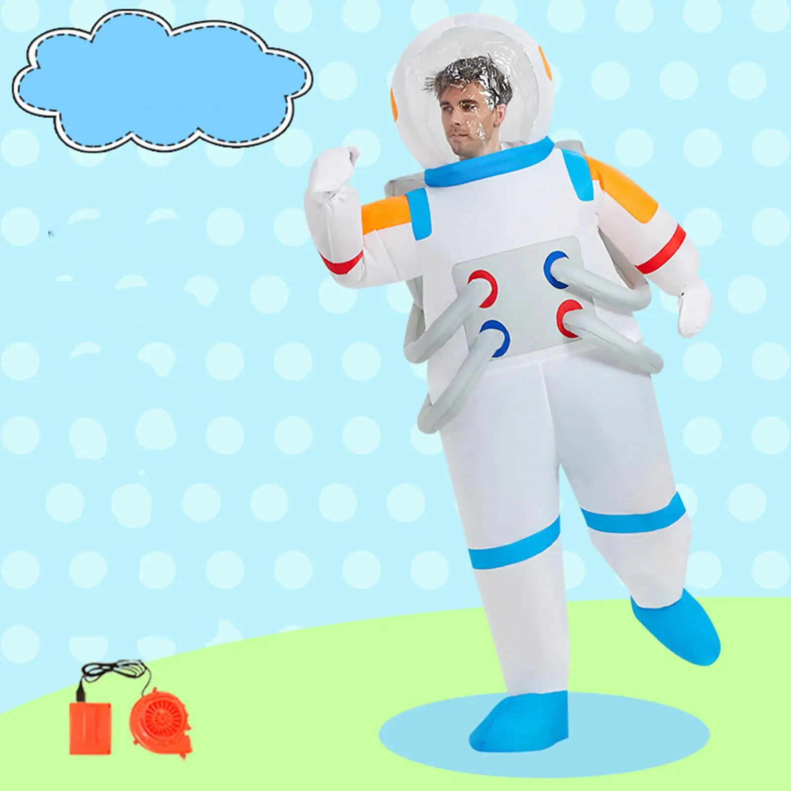 Aufblasbares Astronauten-Kostüm für Erwachsene und Kinder, Halloween-Party, Cosplay, Cartoon-Anzug, 120–140 cm