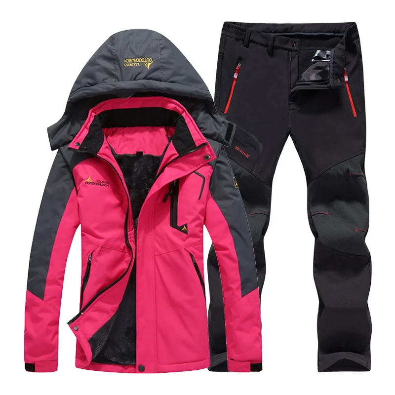 

Women Winter Skiing Suit Fishing Thermal Fleece Set Waterproof Trekking Hiking Camping Climbing Outdoor Pant Jackets