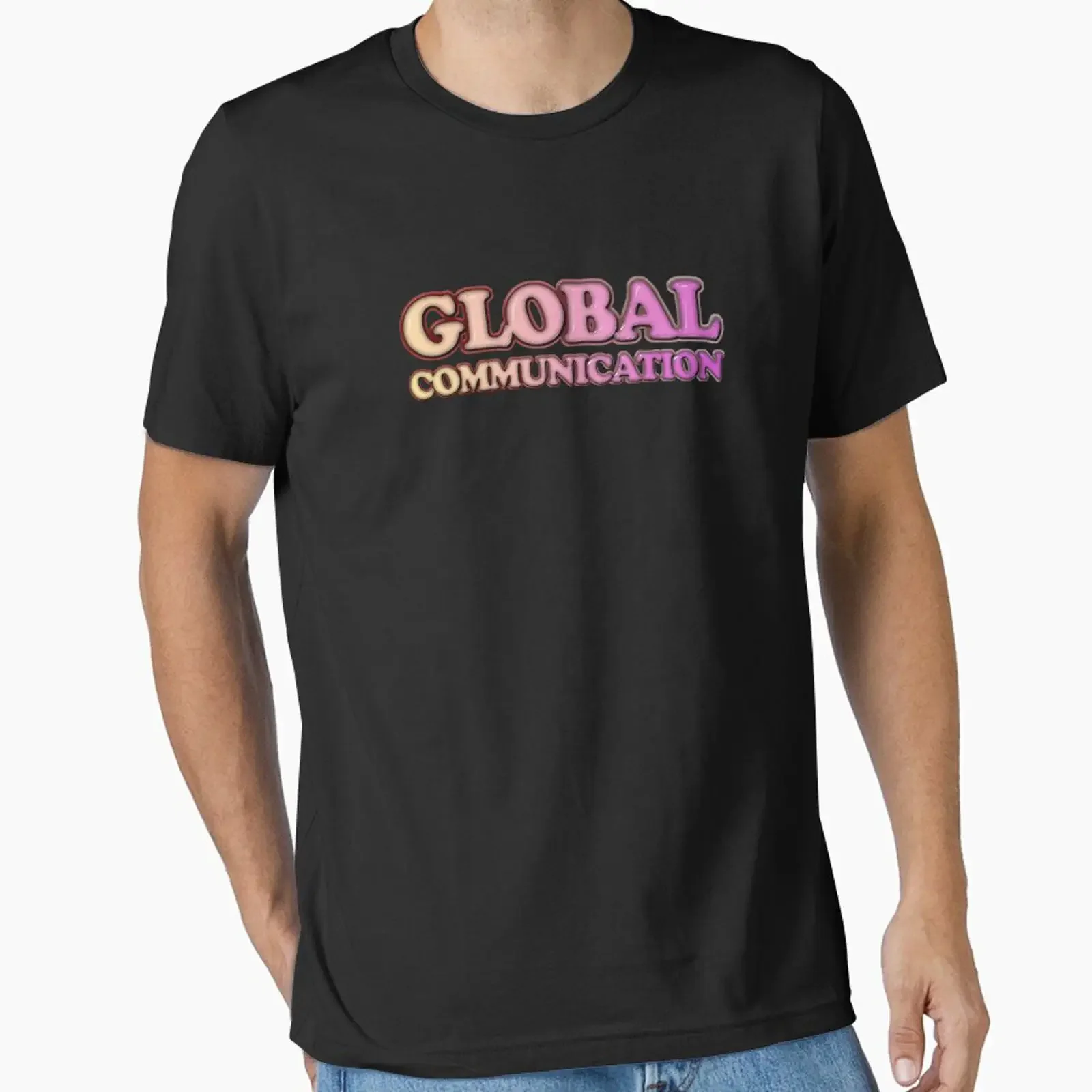 Global Communication Essential T Shirt vintage Washed homme Stylish Versatile designer clothes fashion Comfortable graphic