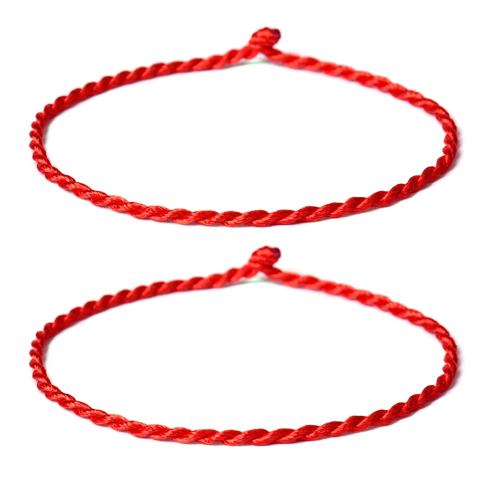 2Pcs Handmade Braid String Bracelet Handmade Red Black Buddhist Tibetan Woven Rope Bracelets Good Luck Amulet Bracelet for Women